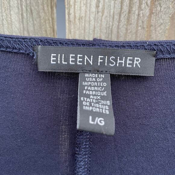 Eileen Fisher Dress Viscose Jersey Cap-Sleeve Boxy Fit Tunic Blue Large Classic - Picture 7 of 8